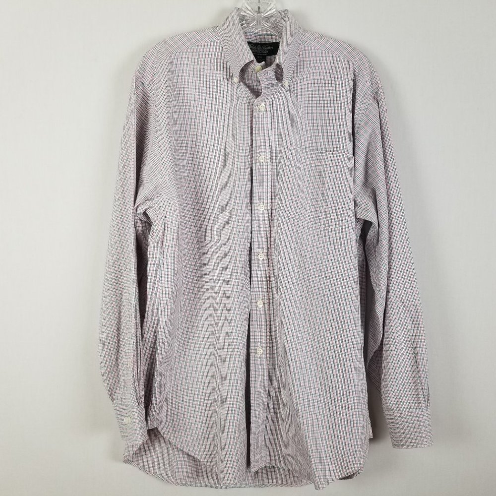 Brooks Brothers long sleeved checked print mens career shirt M / R